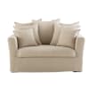 Sofá-cama de 1/2 lugares de linho bege